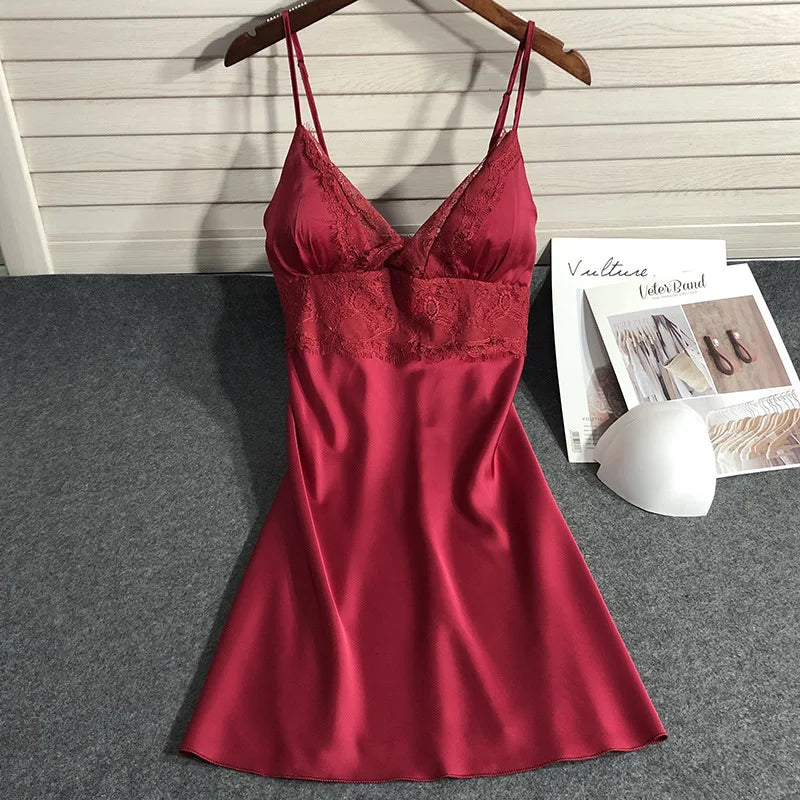Women Pajamas Five Piece Set Spring Summer Sleepwear Nightgown Sexy Lace Bath Robe Gown Loose Silk Satin Home Wear Loungewear