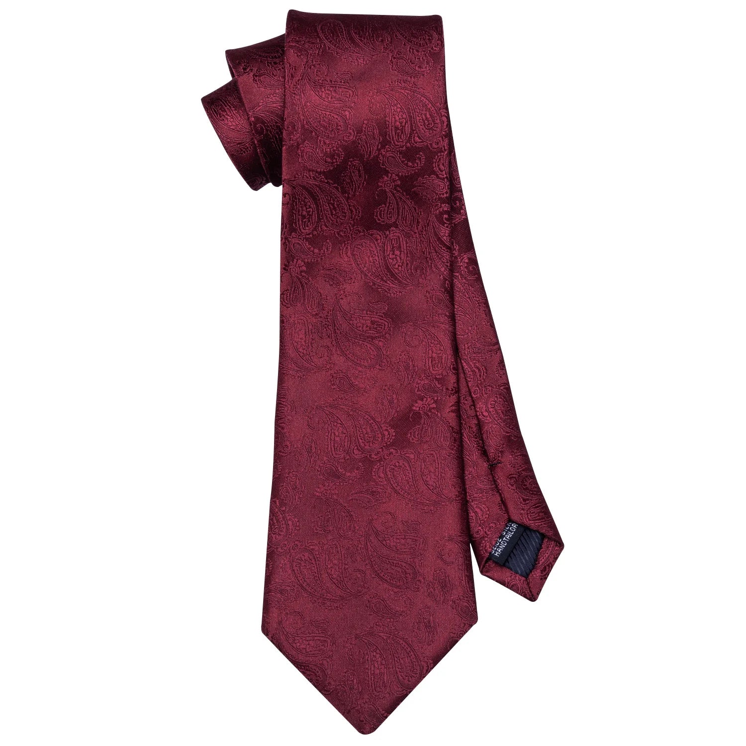 Exquisite Rust Red Silk Ties For Men Designer Pasiley High Quality Handkerchief Cufflinks Set Wedding Party Business Barry.Wang BAZAARHUBO