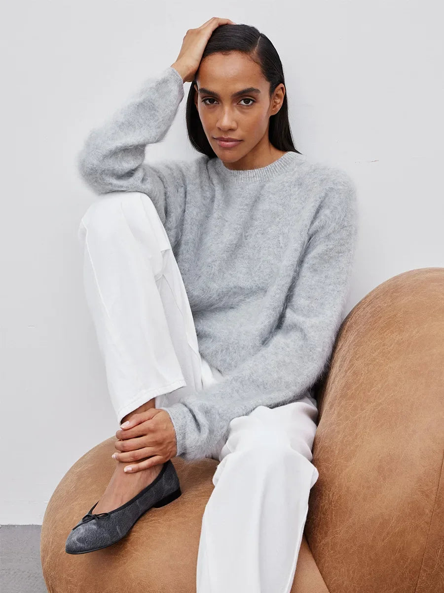 Blubelle Women's Autumn Winter Solid Color Knit Sweater O-Neck Long Sleeve Loose Fit Casual Relaxed Fashion Pullovers