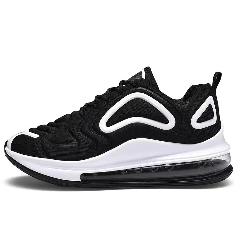 Low-Top Running Shoes Men's Large Size Air-Cushioned Casual Thick-Heeled Breathable Wear-Resistant Stripe Pattern Sports Shoes