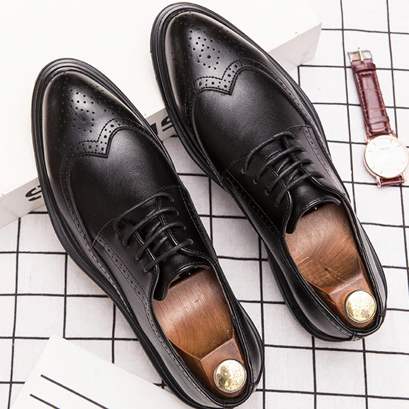 High Quality Brogues Leather Shoes Men Classic Men's Dress Shoes Formal Office Wedding Shoes For Men Casual Business Shoes