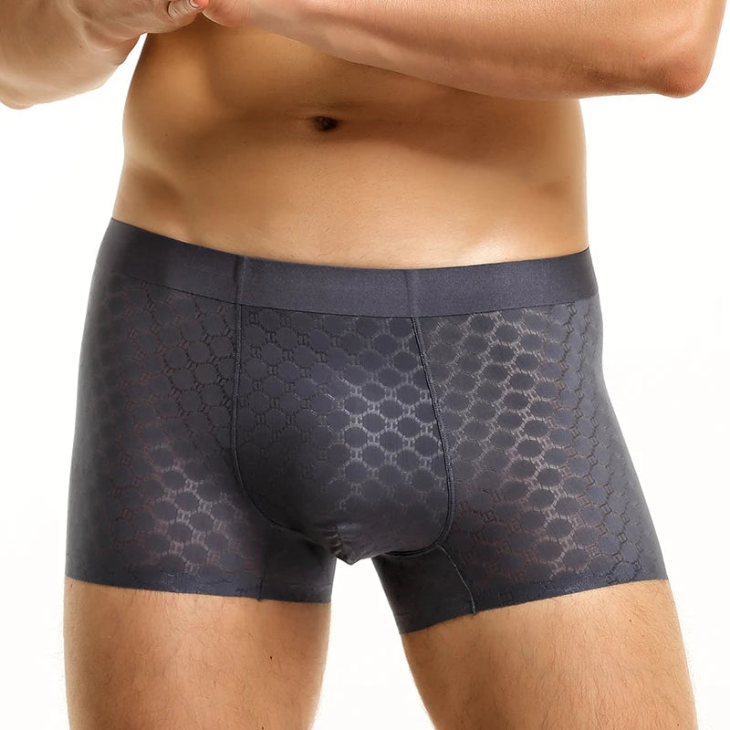 Ice Silk Underwear Men's Boxer Briefs Summer Thin Breathable Boxer Briefs Seamless Boxer Briefs Boys Shorts