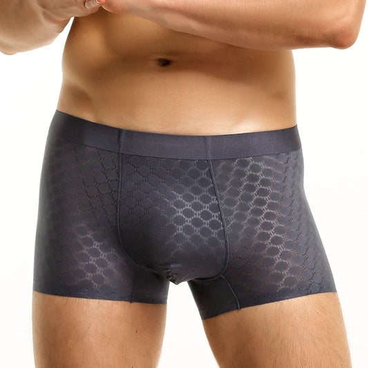 Ice Silk Underwear Men's Boxer Briefs Summer Thin Breathable Boxer Briefs Seamless Boxer Briefs Boys Shorts