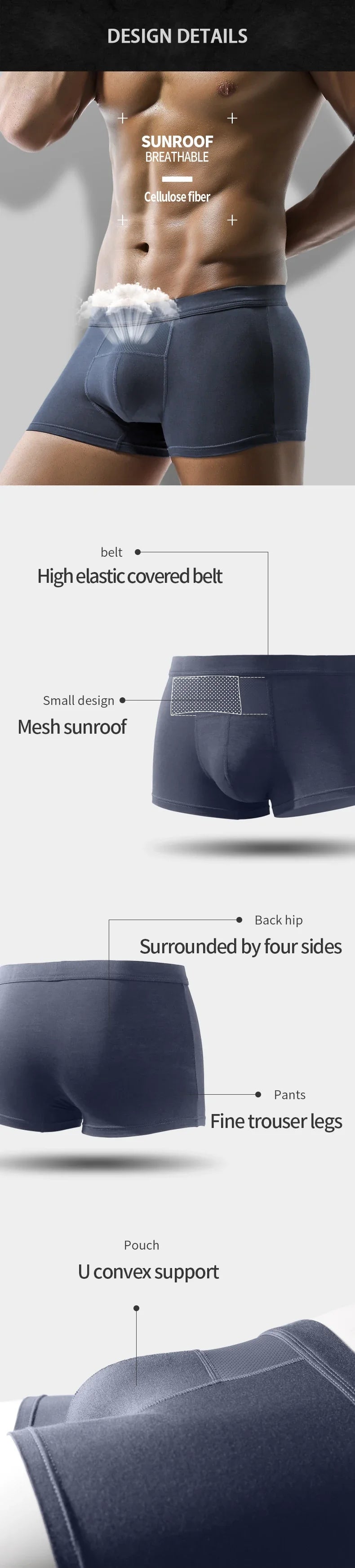 Men's Underwear - Silk Flat-front Briefs - Modal Four-Piece Briefs - Summer Breathable - Summer Lightweight Underpants