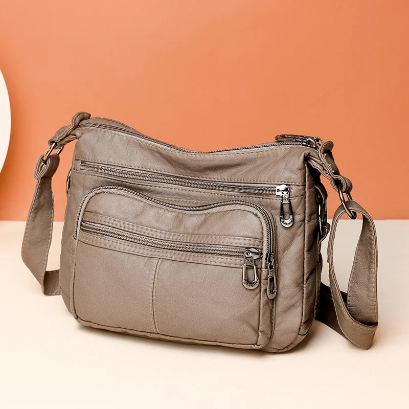 Women Bag 2023 New Fashion Middle-aged Handbag Multi-pocket Practical Messenger Vintage Shoulder Bag Hobos Trend Crossbody Pack