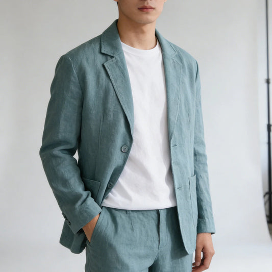 Men's Cotton Linen Blazer Jacket Lightweight Breathable Unlined Thin Casual Suit Coat Spring Summer Loose Fit Blazers for Men