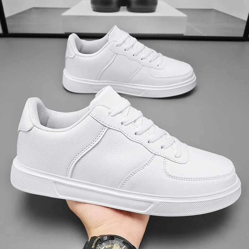 Size 50 Fashion Leather Men White Sneakers Classic Casual Shoes Outdoor Walking Shoes Couple Footwear Oversized 49 Board shoes