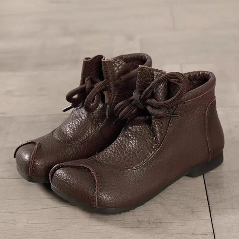 Careaymade-Genuine leather women's boots Fashion retro warm Oversized shoes cow leather Pure handmade ankle boots Casual boots