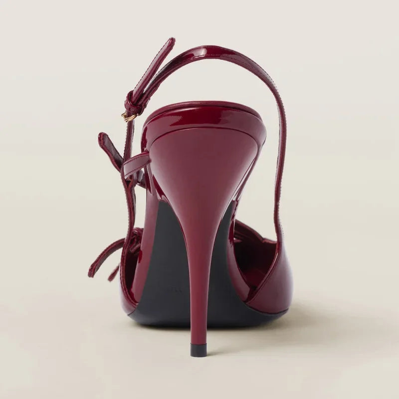 Triple Buckle Sling Back Women Summer Sandals for Women Office Small Square Head High Heels Pointed-toe Back Loop High Heels