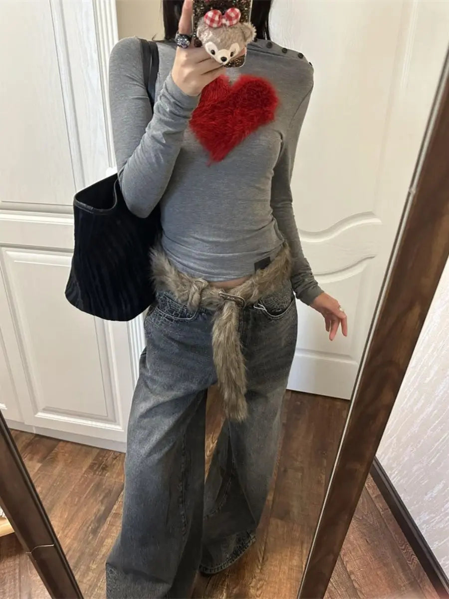 Suburban Vintage Sexy Girl Heart-shaped Sleeveless T-shirt