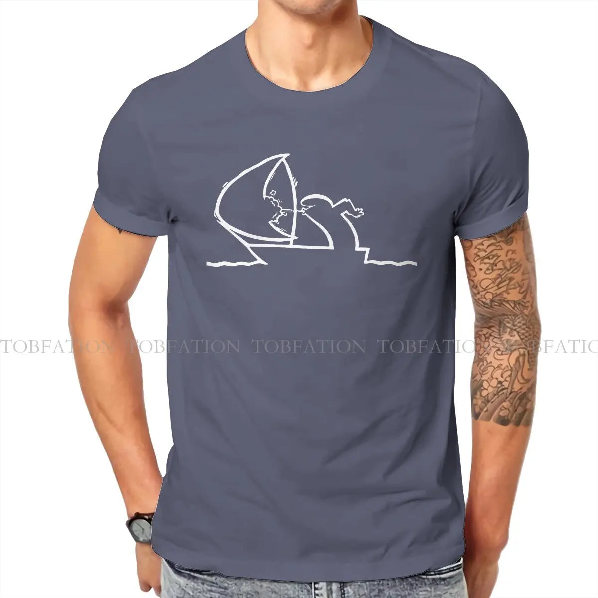 Sailing TShirt For Men La Linea The Line Osvaldo Cavandoli TV Camisetas Style T Shirt Comfortable Print Loose
