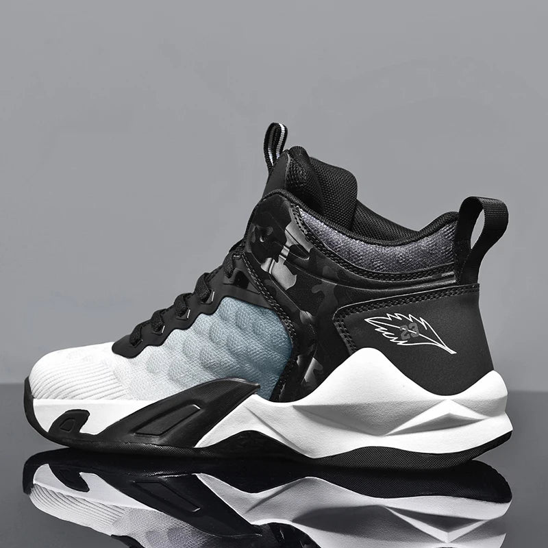 Basketball Shoes, Men's Outdoor Sports Shoes, Men's Shock-Absorbing High-Top Student Practical Shoes, Mesh Breathable Casual Shoes