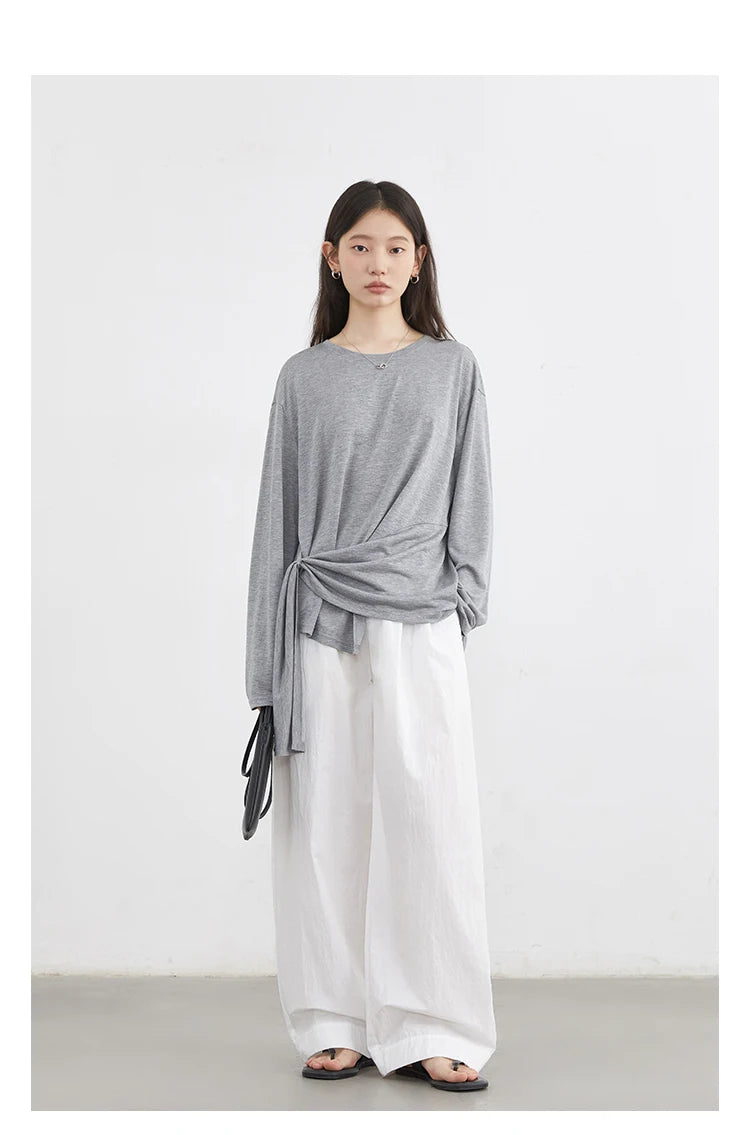 CHIC VEN Fashion Women's Pullovers Tees O Neck New Loose Solid Long Sleeve Female T-shirt Thin Female Top Spring Autumn 2025
