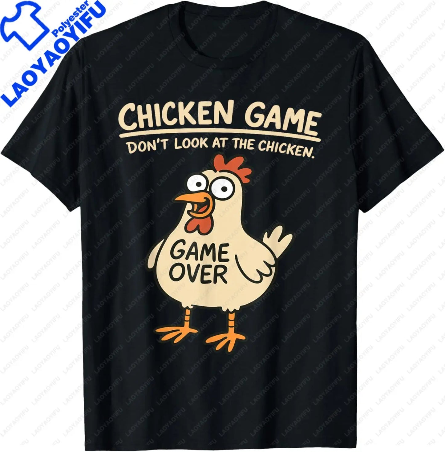 Chicken Game Don't Look At The Chicken Funny Chicken T-Shirt Custom Printed Graphic T Shirt Mens Clothing Ropa Hombre