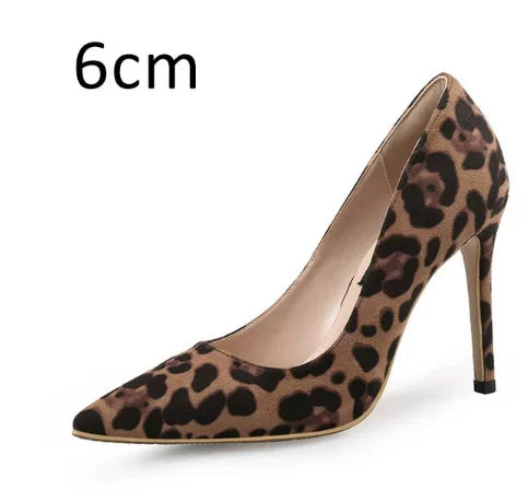 Autumn Sexy Leopard Print Women's Shoes High Heels 6-10CM Elegant Office High Heels Women's Sandals Pointed Luxury Single Shoes