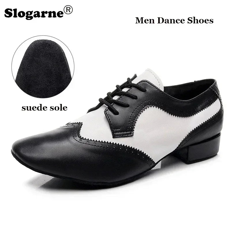 Men Soft Cow Leather Dance Shoes Male Genuine Leather Jazz Latin Shoes Man Waltz Modern Ballroom Dance Shoes Stage Foot Wear