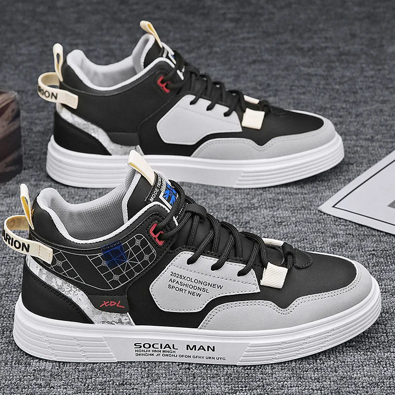 Men's Trend Casual Shoes Leather Shoes White Sneakers Leisure Male Sneakers Non-slip Footwear Men Vulcanized Shoes Size 39-46