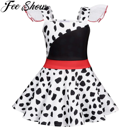 Todder Girls Casual Dress Costume for Kids Princess Dress Up Ruffle Sleeve Cosplay Dresses Movie Character Outfits