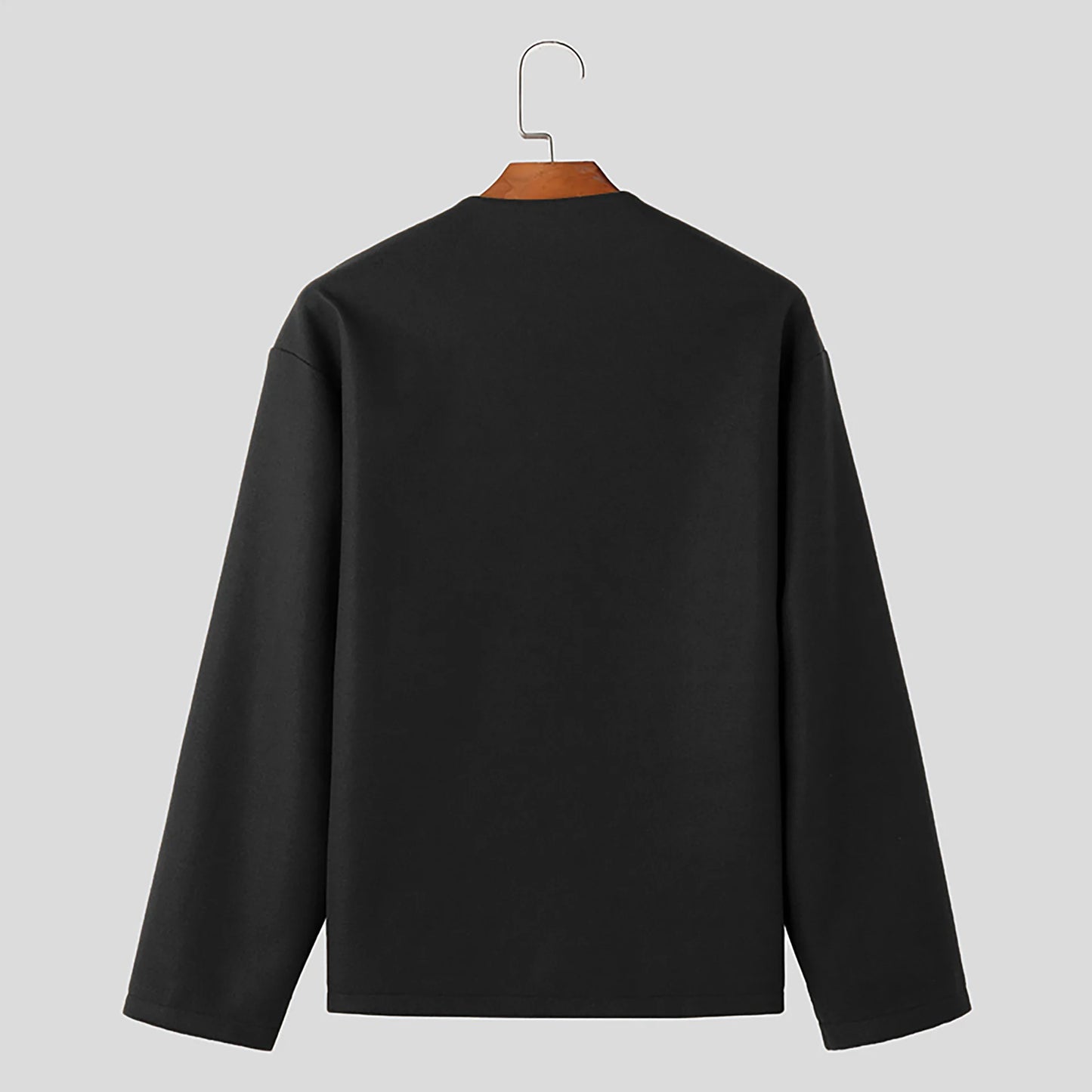 Korean Style Popular Double Side Jackets for Men Light Luxury Solid Fashion Button-up Neckless Woolen Coats Men Leisure Jackets