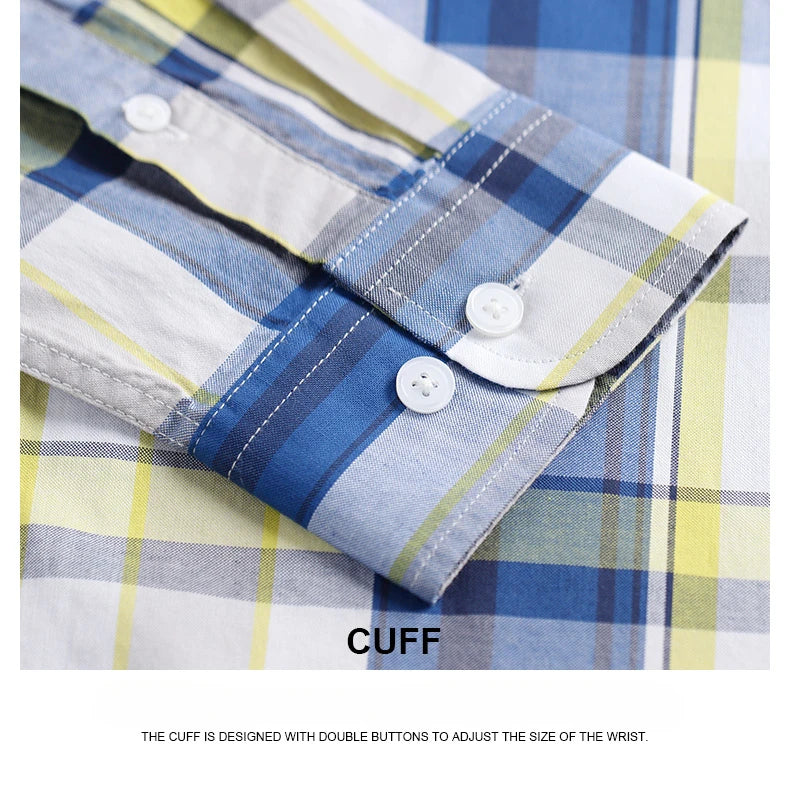 Fashion korean trends casual long-sleeve shirts for men slim fit plain shirt 100%cotton plaid striped tops soft designer clothes