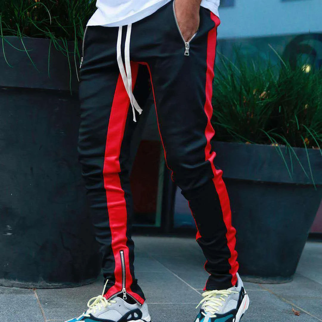 Men's casual and fashionable long pants, tight fitting gym sports pants, street wear, runners' small foot sports pants