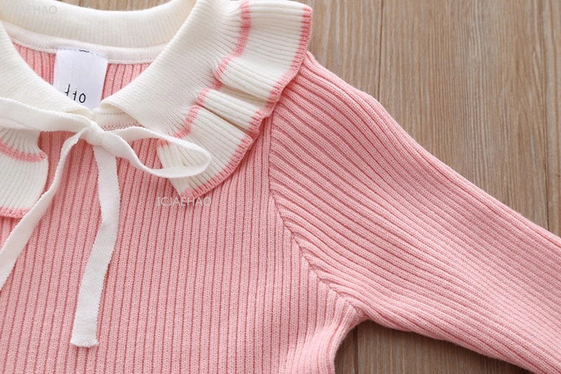 Girls Knit Dress A Line Party Gown Baby Toddler Costume Kids Fashion Spring Autumn Clothing Children Casual Daily Wear Outfit