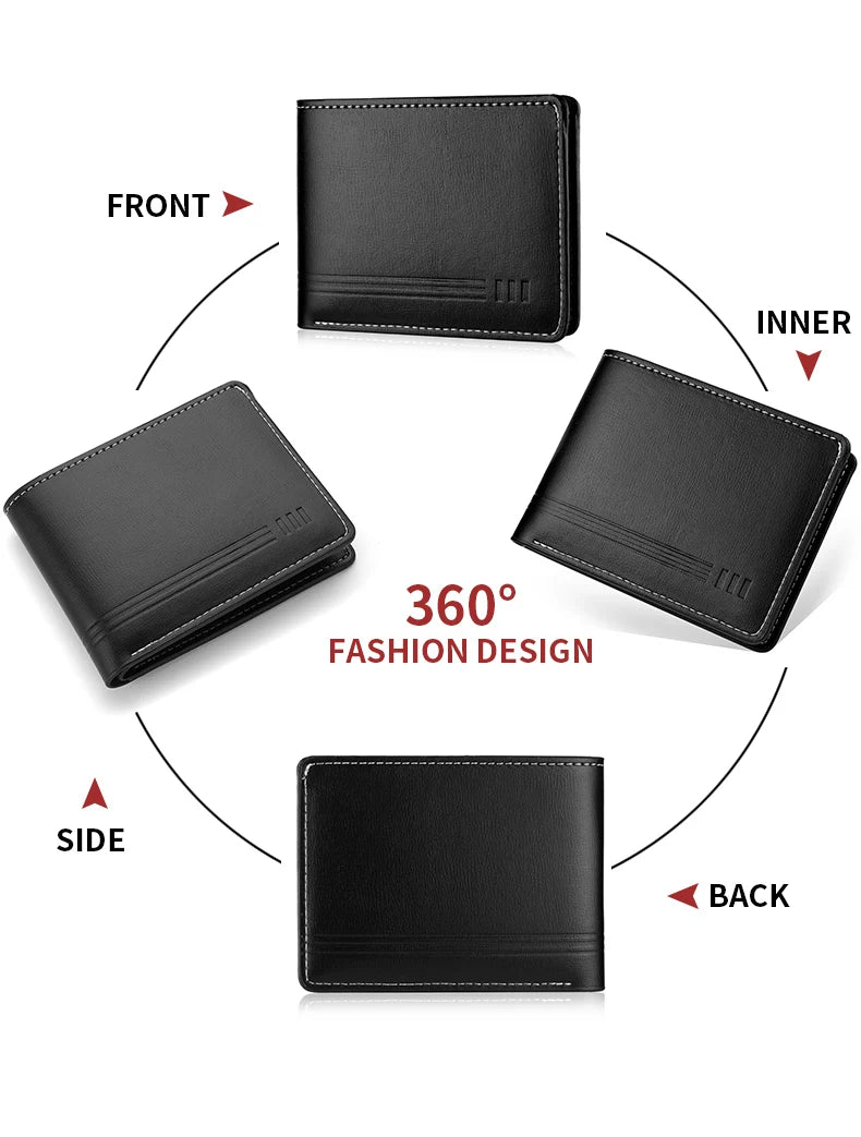Men's Business Retro Short Wallet PU Leather Zipper Coin Purse Multi-Slot Multi-Functional Men's Wallet