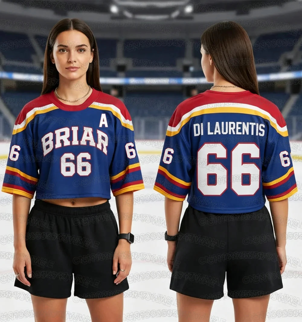 Summer Women's Off Campus Briar University Graham 44 DI LAURENTIS 66 Crop Top Football Jersey Short Sleeve Crop T-shirt Tops