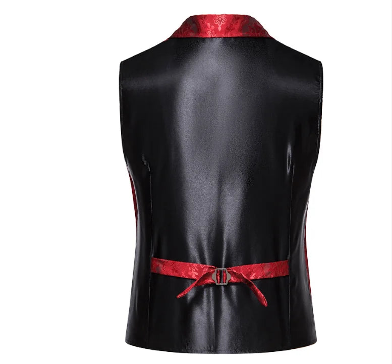 New Men Luxury Jacquard Suit Vest Thin Tops Red / Green  / Blue / Pink Fashion Male Wedding Prom Party Dress Waistcoat