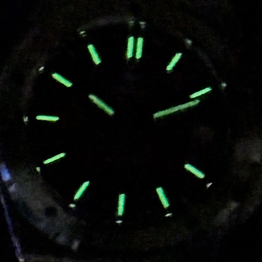 Tandorio NH35 Men Automatic Mechanical Watch Sapphire Crystal Glass 100m Waterproof Green Lume Black Square Block Dial Men Watch