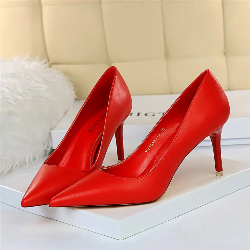 2023 Women 7.5cm 10.5cm High Heels Pumps Lady Wedding Bridal Scarpins Stripper Low Heels Plus Size Fetish Party Blue Pink Shoes