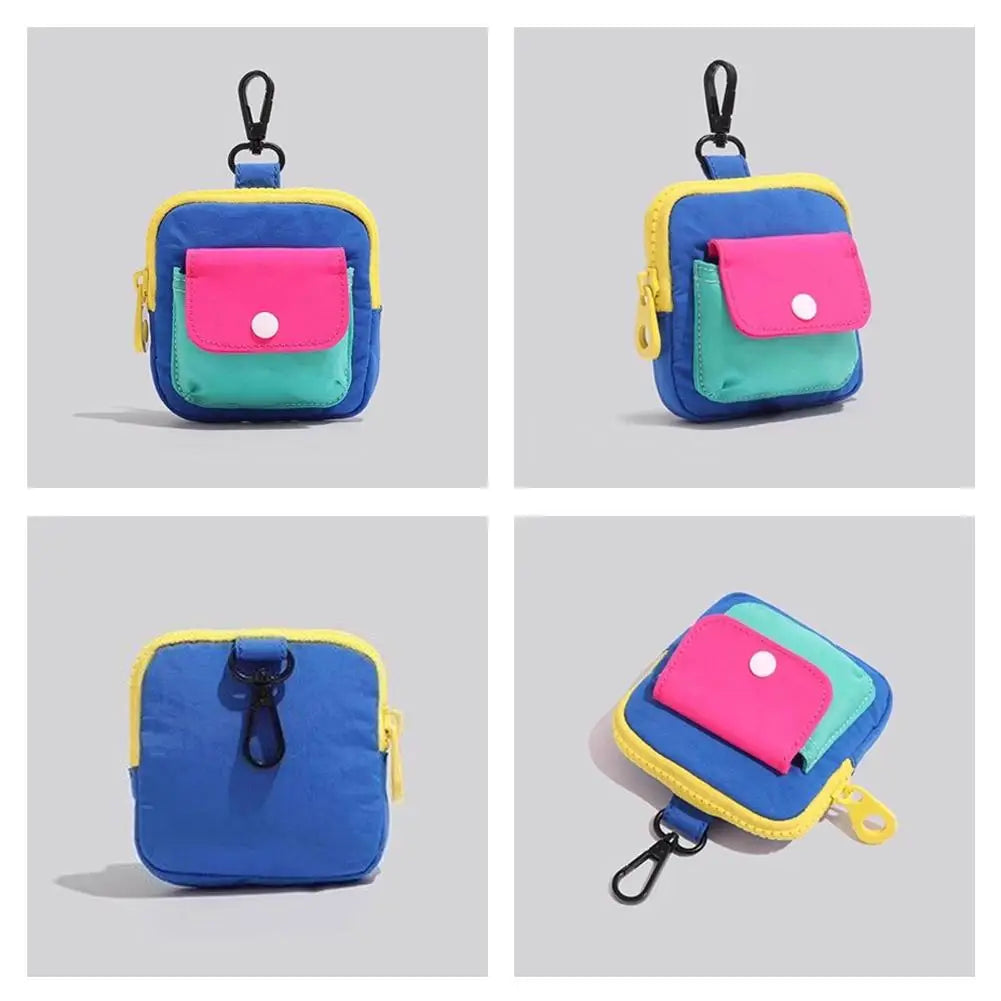 Dopamine Color Mini Wallet Keychain Coin Purse Mini Zipper Earphone Bag Cute Backpack Accessory Pendant Gift for Women