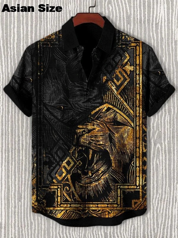 2025 Vintage African Style Men's Retro Ethnic Tribal Short Sleeve Shirts Tops Fashion Casual Dashiki Streetwear Men's Shirts