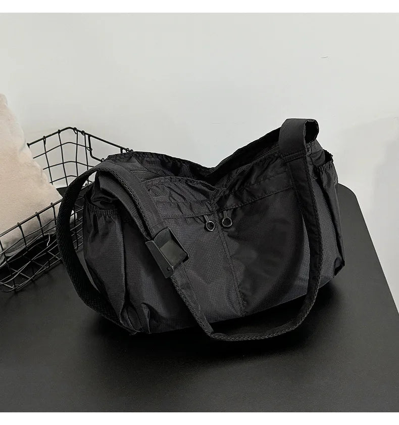 Outdoor Portable Crossbody Bags for Men and Women Commuter Waterproof Youth Shoulder Bag Solid Color Lightweight Female Tote