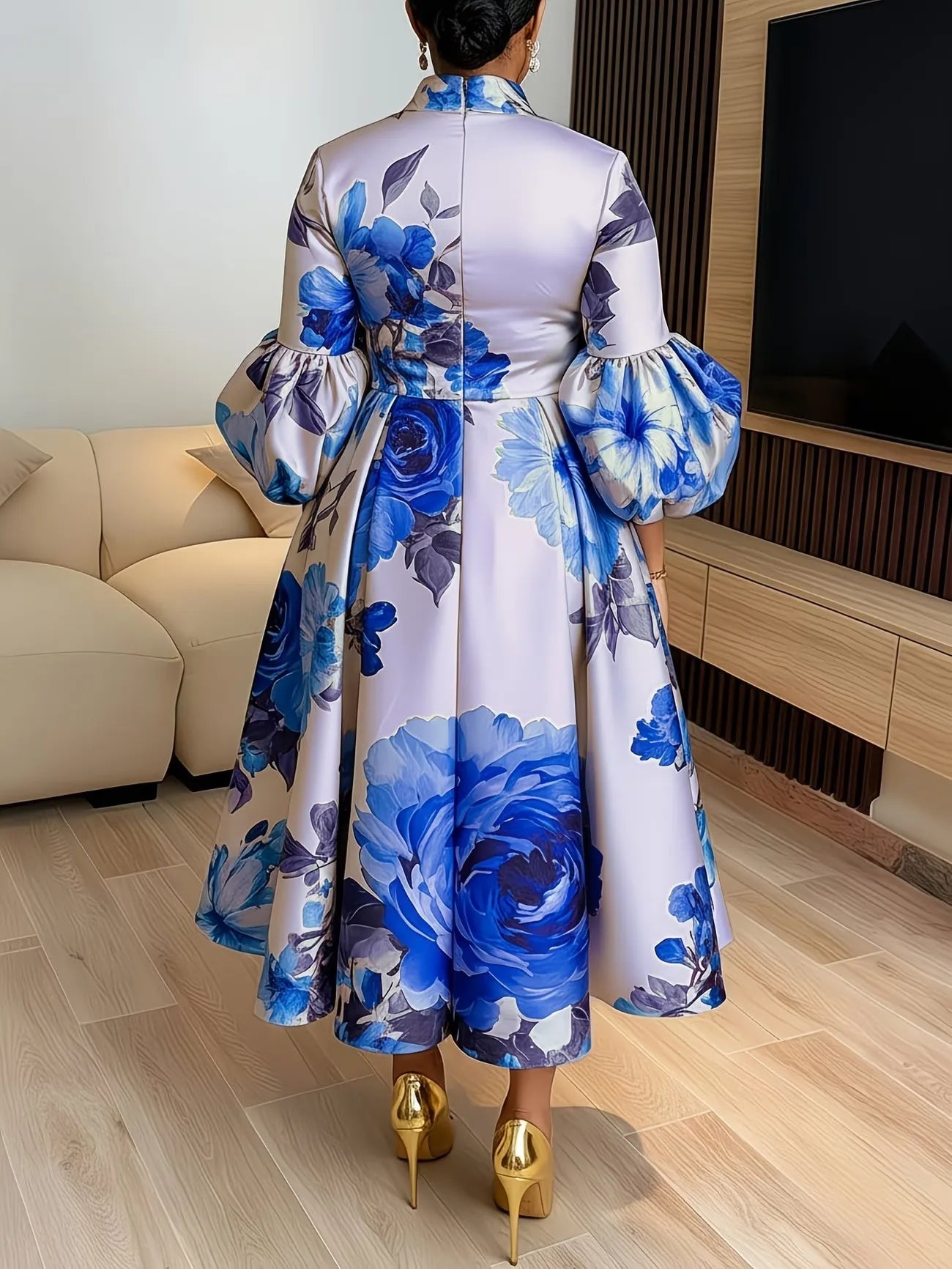 African Dresses for Women Elegant Ankara Dashiki Spring Summer Midi Dress Ladies Traditional Africa Clothing