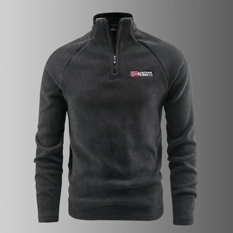 Men's Norway Style Fleece Jacket Base Shirt Half Zip Sweatshirt Inner Spring Autumn New Model Cross-Border Clothing