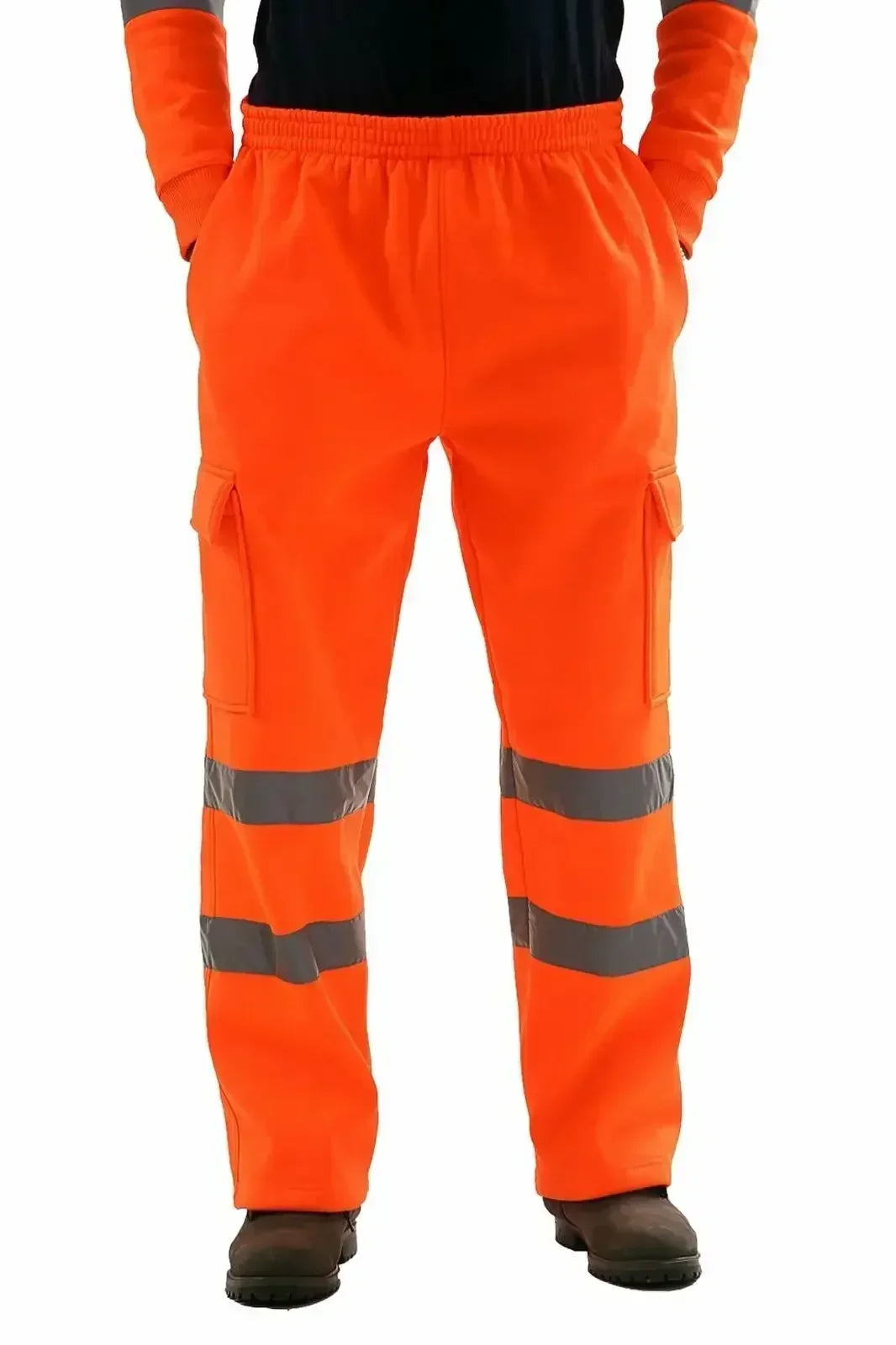 Mens Work Uniform Bottoms Safety Sweat Pants Striped Reflective Pants Loose Mens Jogging Trousers Joggers Patchwork Workwear