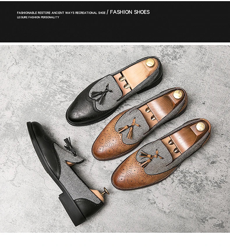 men leather shoes tassel loafers for men social shoe male classic shoes men elegant party moccasins mens fashion footwear