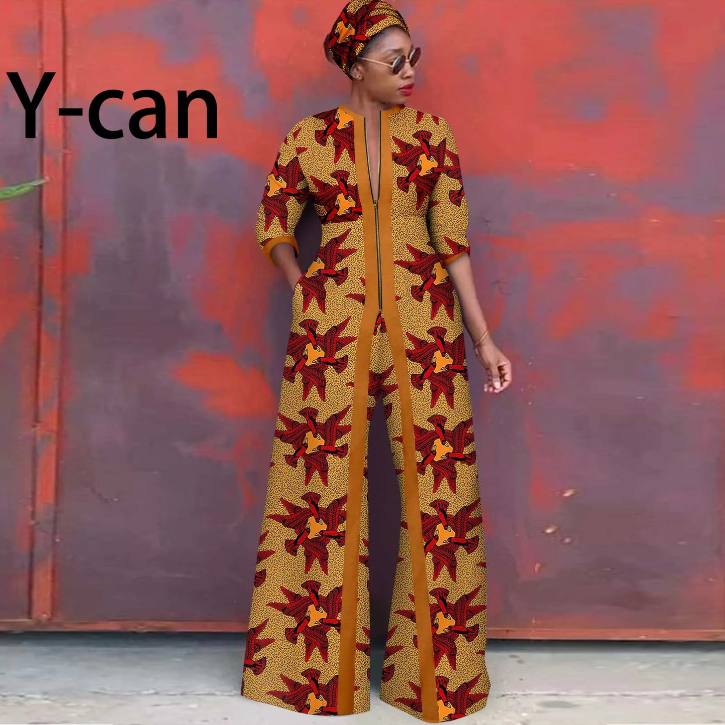 African Clothes for Women New Fashion Women Jacket Long Coat and Pants with Headscarf Ankara Print Elegant Party Dress 2426005