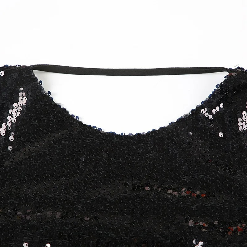 Hotties Sexy Nightclub Style Sequined Big Backless Sexy Butt-covering Short Skirt Pure Lust Sexy Woman Style Dress
