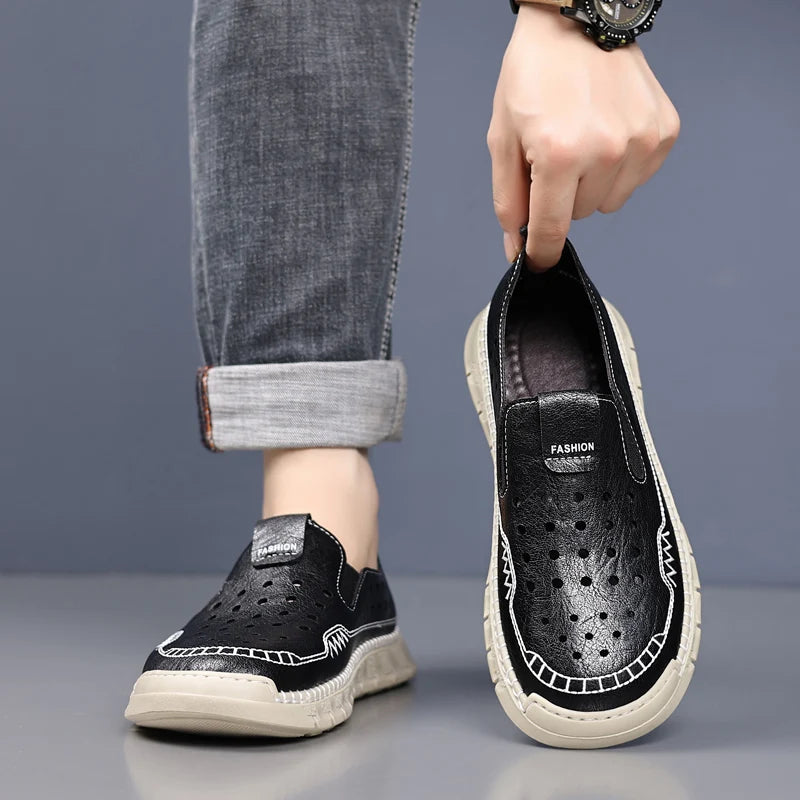 Men's Loafers High-quality Handmade Soles Breathable Lightweight Park Walking Shoes Commuting Men's Driving Leather Shoes