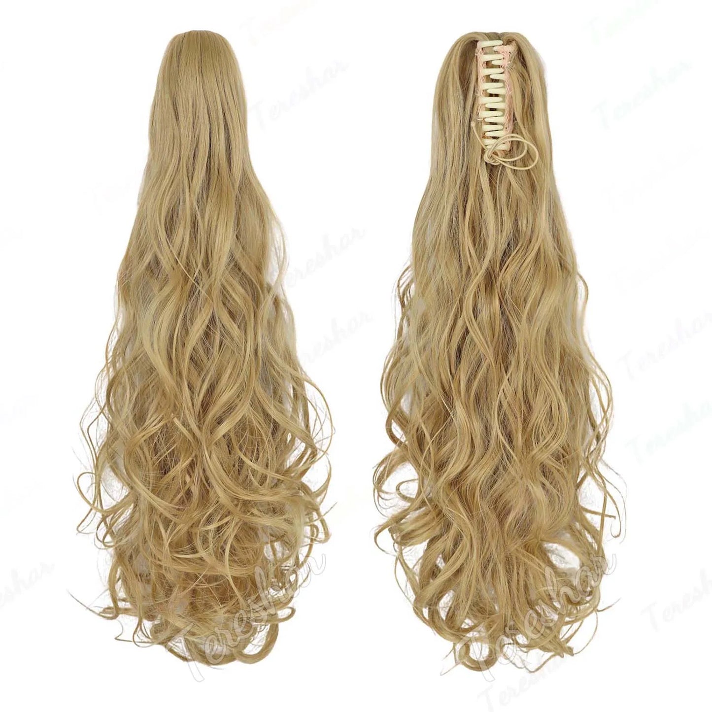 Tereshar Synthetic Ponytail Extension Claw Ponytail Extension Wavy Curly pony tails hair extensions Fake Hair Pieces for Women