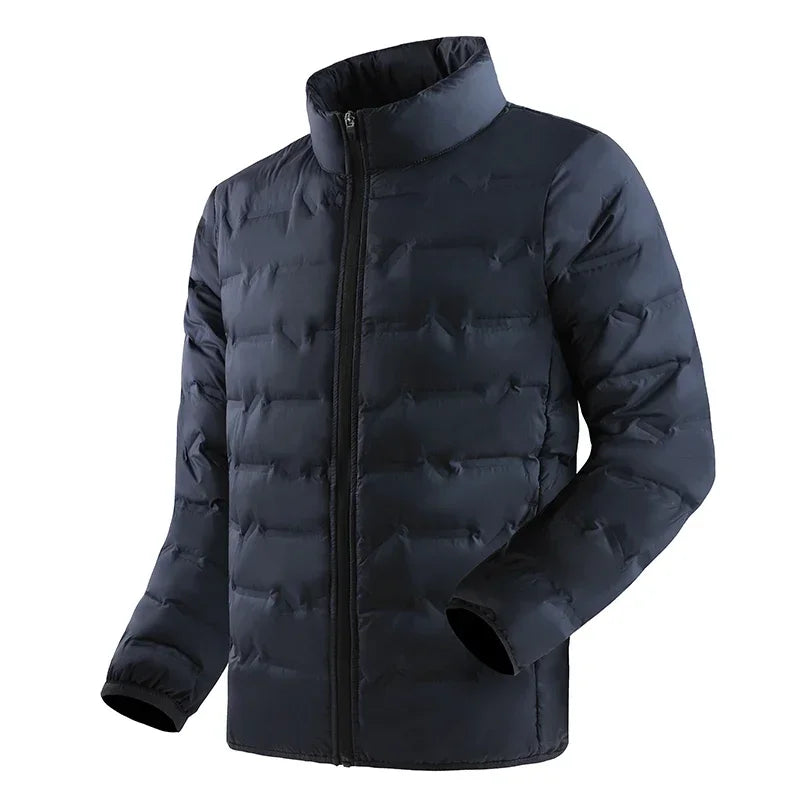 CHUJIE Winter white down jacket men's graphene self heating windproof pleated down jacket stand collar casual warm down jacket