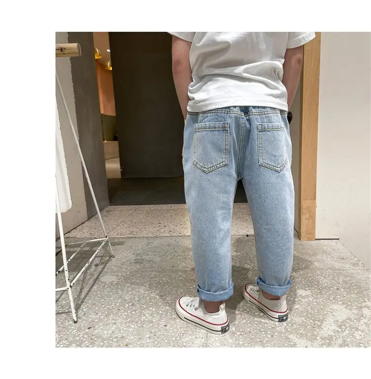 Kids Boys Pants Summer Ripped Jeans New Fashion Children's Baby Loose Casual Jeans Pants Boy and Girl Trousers
