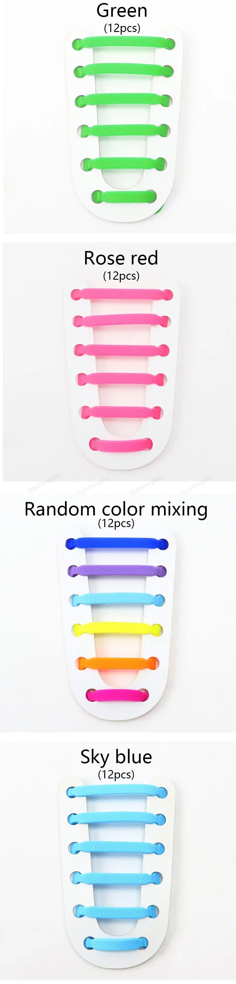 12Pcs Stretch Silicone Shoelaces No Tie Shoe laces Elastic Laces Sneakers Kids Adult Rubber Shoelace One Size Fits All Shoes