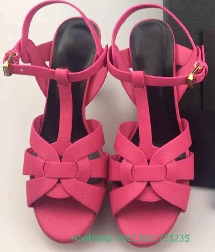 Platform Cross Strap Women Sandals Solid Peep Toe Thin High Heels Pu Slingback Ankle Strap Summer Sandals Fashion Party Shoes