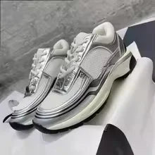 High quality unisex flat sports shoes, women's casual shoes, lace up styles, running shoes, luxurious patchwork casual shoes