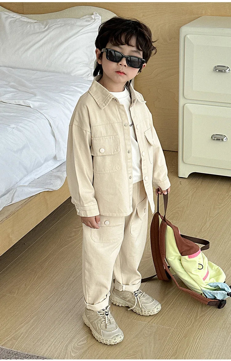 Boys' suit 2025 autumn new fashionable top pants sports casual workwear  children's clothing jacket