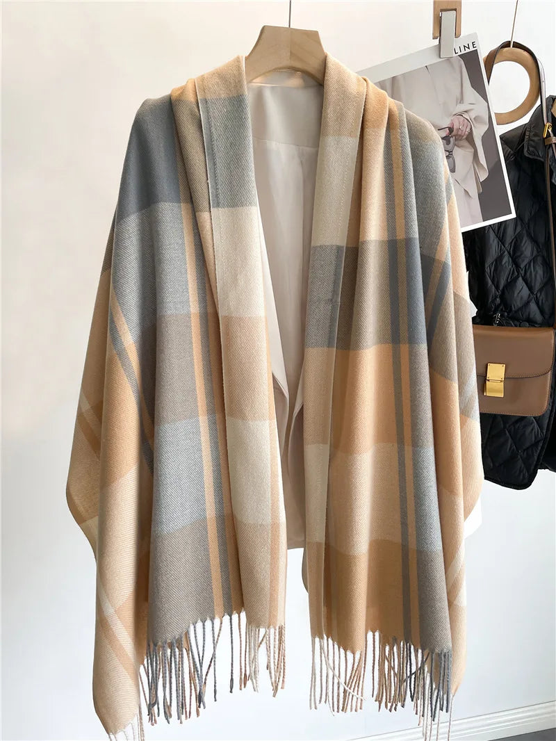 200*65CM New Men Women Autumn Winter Luxury Scarfs Cashmere Feeling Muffler Fall Blanket Classic Plaid Foulard Soft Warm Scarves BAZAARHUBO