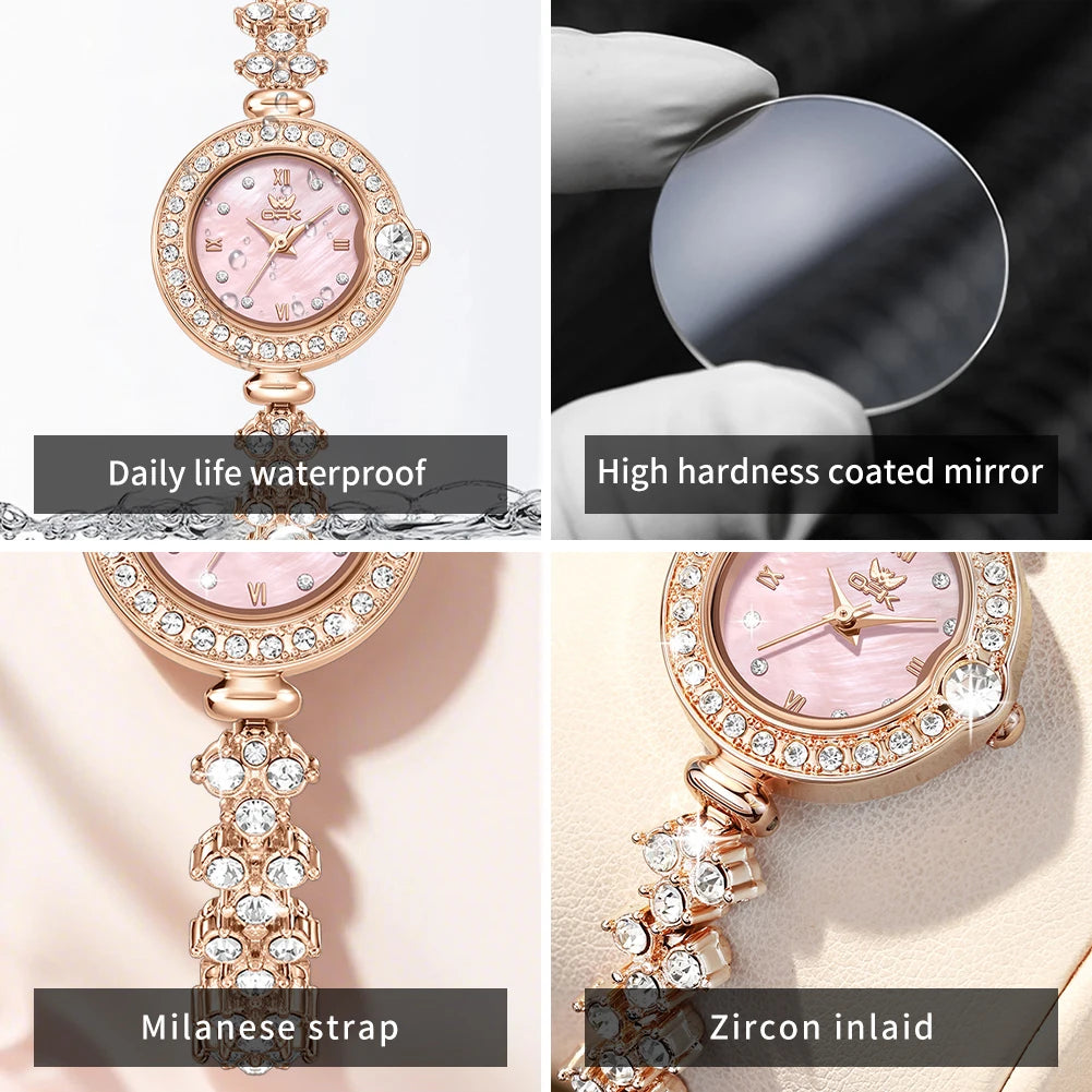 OPK 6054 Full Diamond Woman Watches Original Quartz Wrist Watches for Women Fashion Elegant Waterproof Ladies Watch Girls Gifts